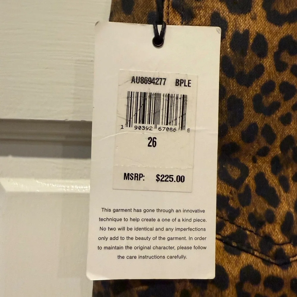 7 For All Mankind Womens‎ Leopard Print High Waist Slim Kick Jeans Size 26 NWT